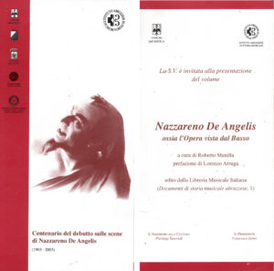 Presentazione del volume Nazzareno De Angelis ossia l’Opera vista dal Basso
