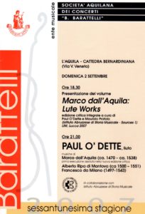 Presentazione del volume Marco dall’Aquila: Lute Works (anteprima)